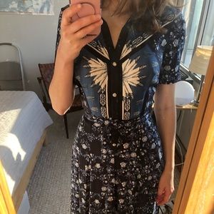 Sandro French Blue SS19 Midi Shirt Dress